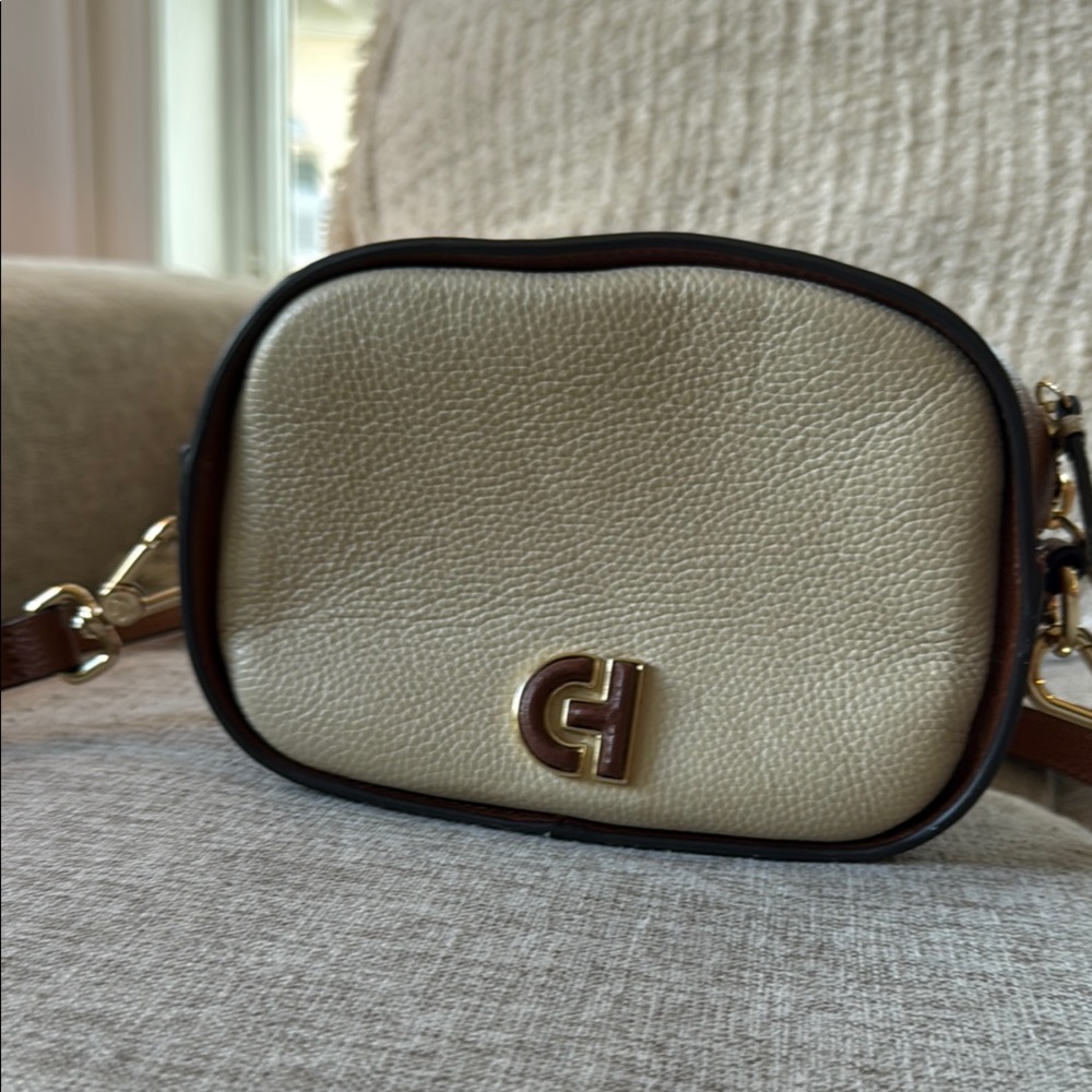 Cole Haan Leather - Chic Cream & Brown Crossbody Bag